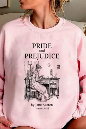 2025 Pride and Prejudice Sweatshirt Jane Austen Shirt Mr Darcy Literary Book Lover Hoodie Retro Aesthetic Bookish Sweatshirts