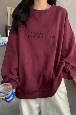 Autumn Women's Loose Hoodies Korean Style Thin Long Sleeve Letter Print Tops for Women Casual Streetwear Female Pullovers Shirts