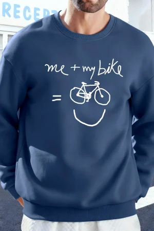 I Am Very Happy To Have A Bicycle Printed Man Pullovers Vintage Warm Sweatshirt Casual Soft Clothing Fleece Hip Hop Sportswear