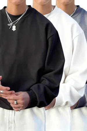 Man'S Fleece Autumn Top Street All-Match Pullovers Comfortable Basics Sweatshirts Sport Casual Sportswears Daily Soft Clothing